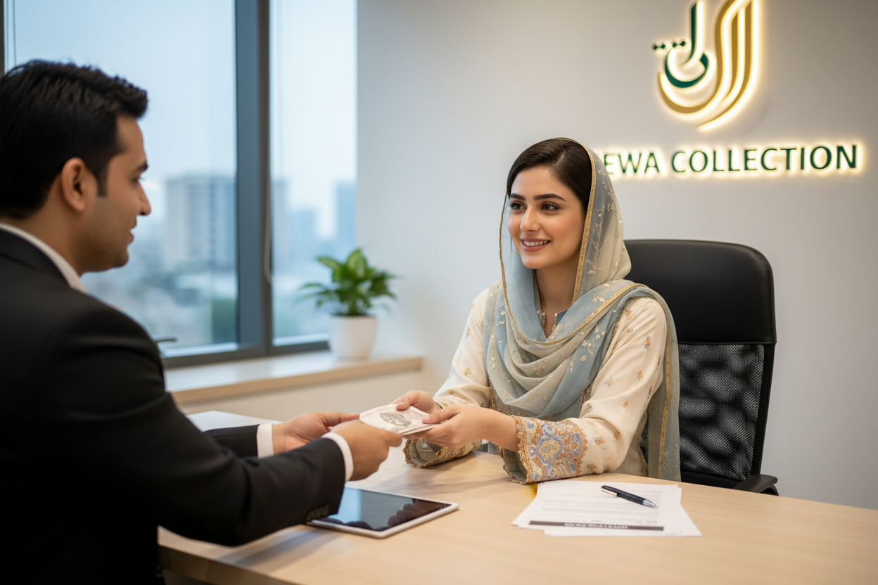innocent pakistani women getting loan pakistani rupes  jewa collection office